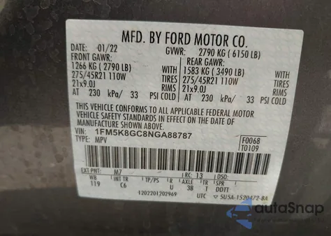 2022 Ford Explorer St from USA, damaged, VIN 1FM5K8GC8NGA88787